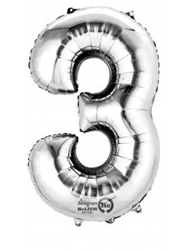 Picture of FOIL BALLOON NUMBER 3 SILVER 16 INCH